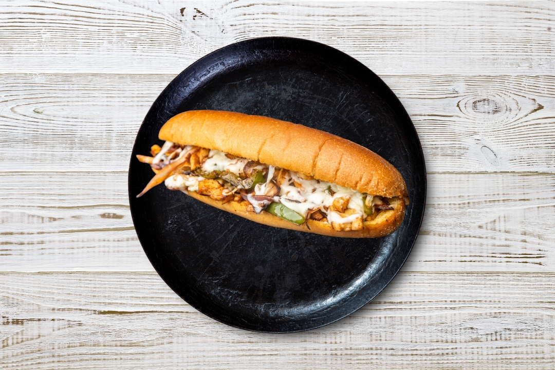 9" Philly Cheesesteak Sub.