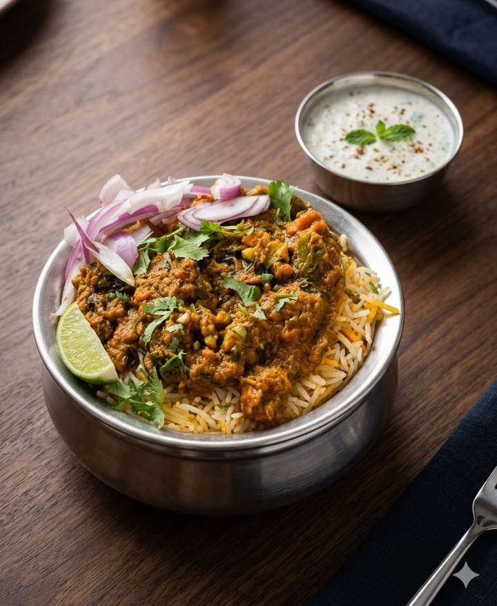 Veg Kheema Biryani.
