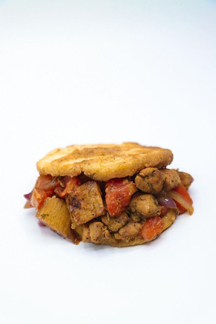 Chicken Lomo Arepa.