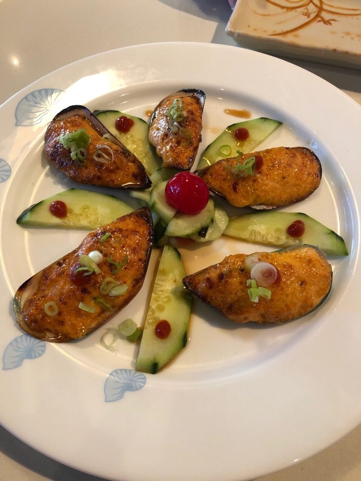 Baked Green Mussel.