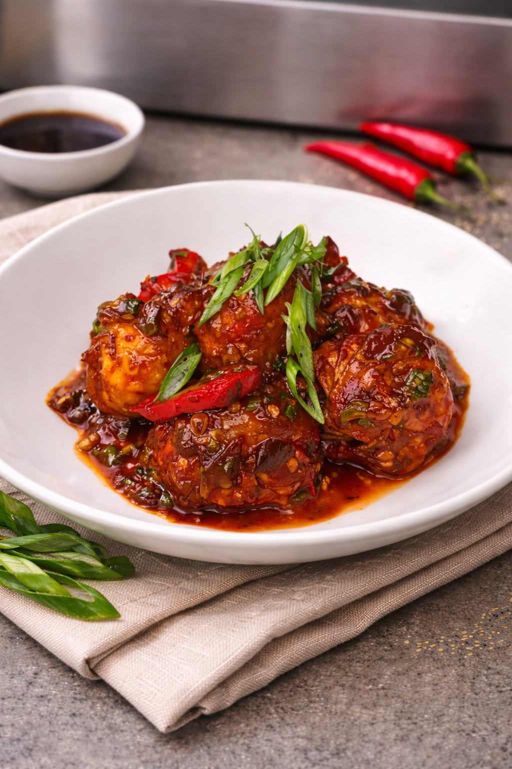 Chilli Chicken Momo.