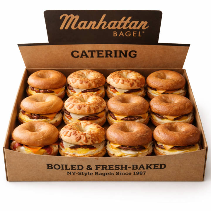 Classic Bagel Egg Sandwich Box Dozen — Serves 12.