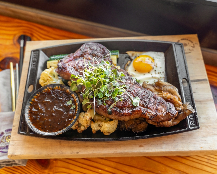 SAIGON SIZZLING STEAK & EGGS.