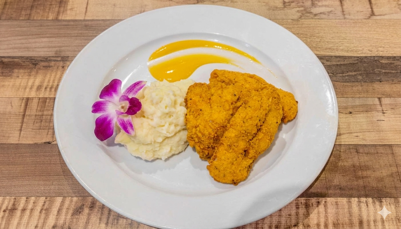 Lunch:Fried Fish Fillet - filete pescado frito.