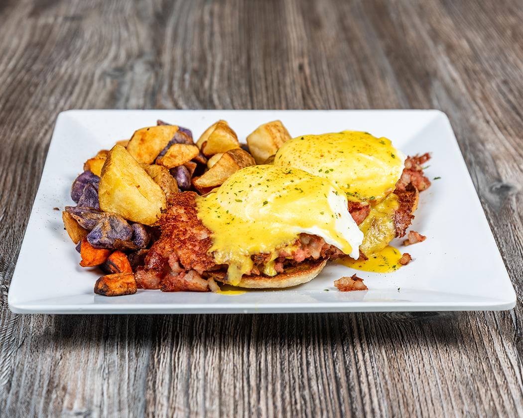 Corned Beef Hash Benedict.