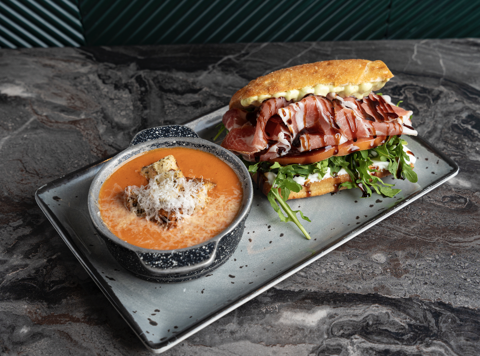 Half Sandwich & Half Creamy Tomato Soup.
