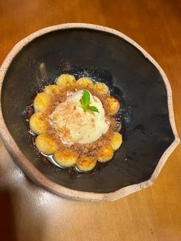 Hot banana flambado.
