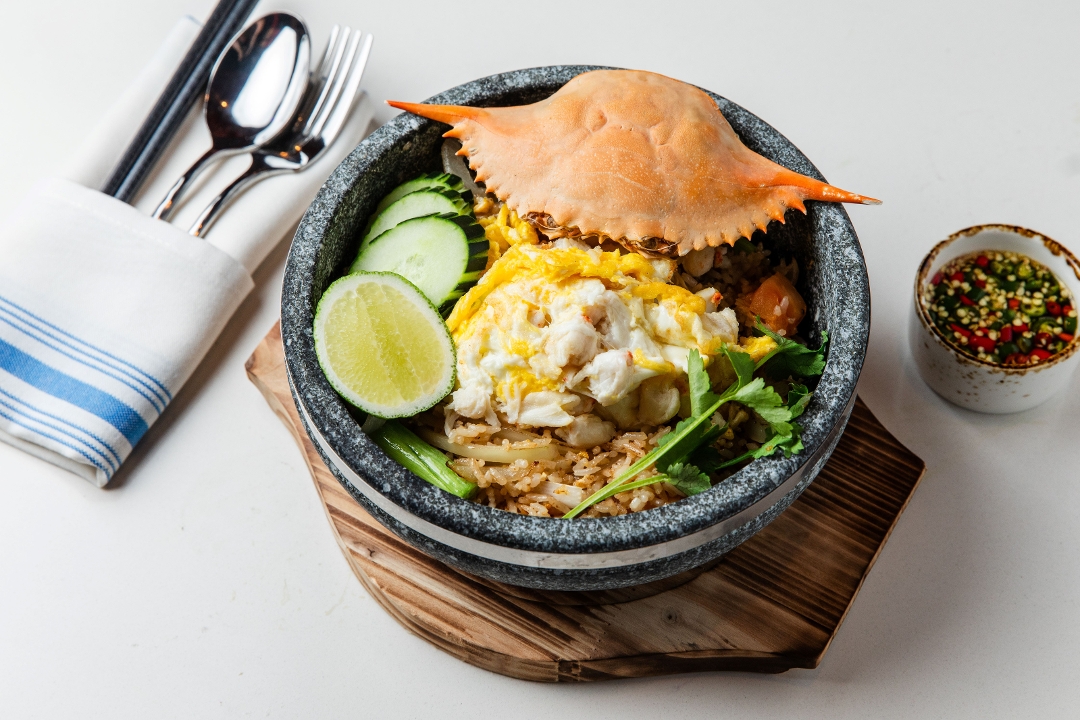 Crab Fried Rice in Clay Pot.