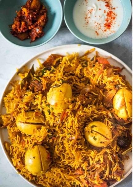 Egg Ghee Roast Biryani.