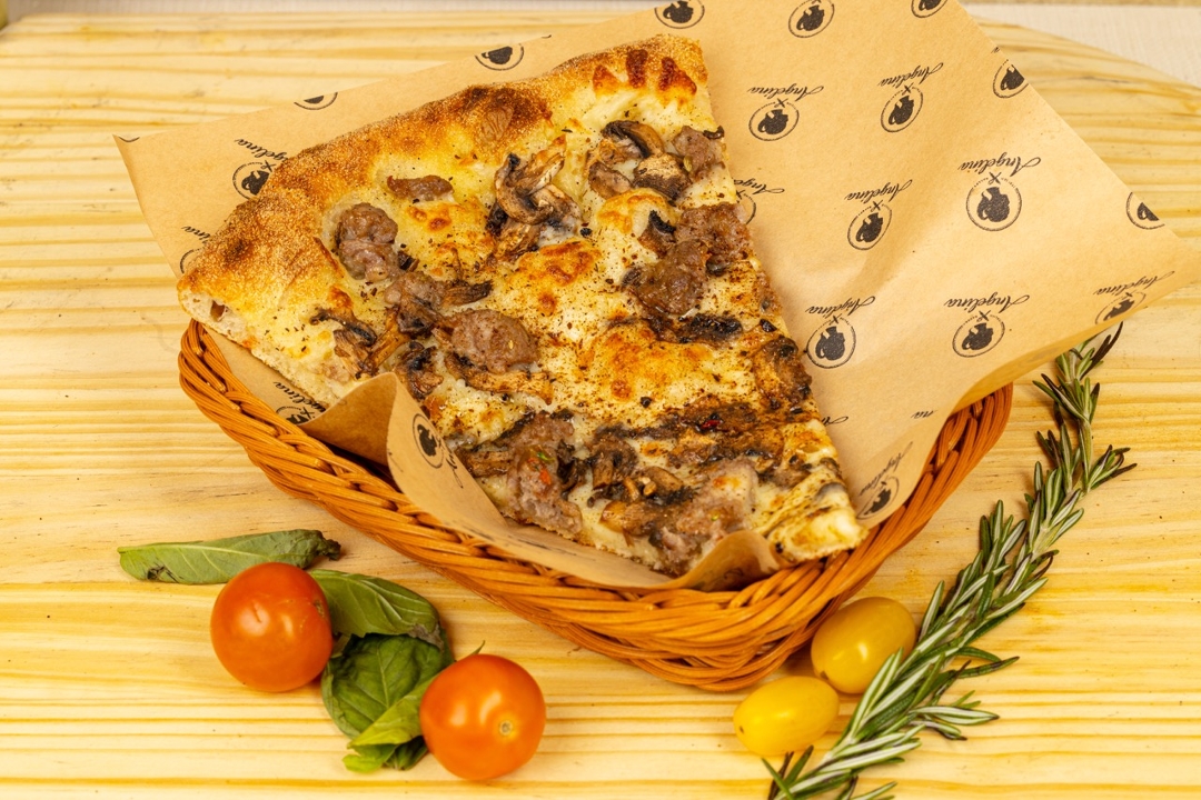 Porcini & Fennel Sausage Pizza.