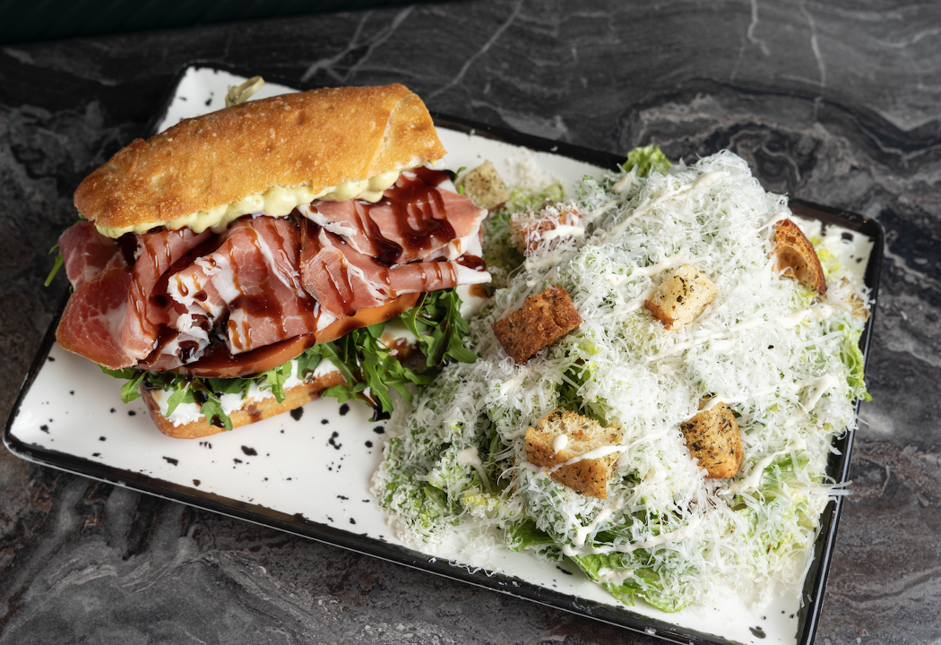 Half SNDWCH & Half Caesar Salad.