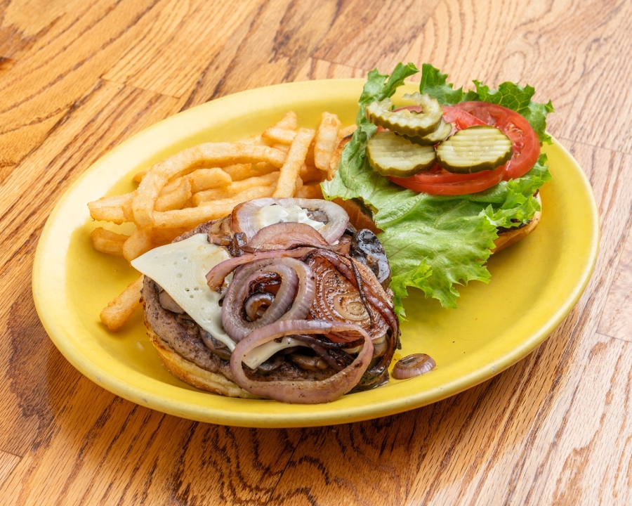 Mushroom Swiss Burger.