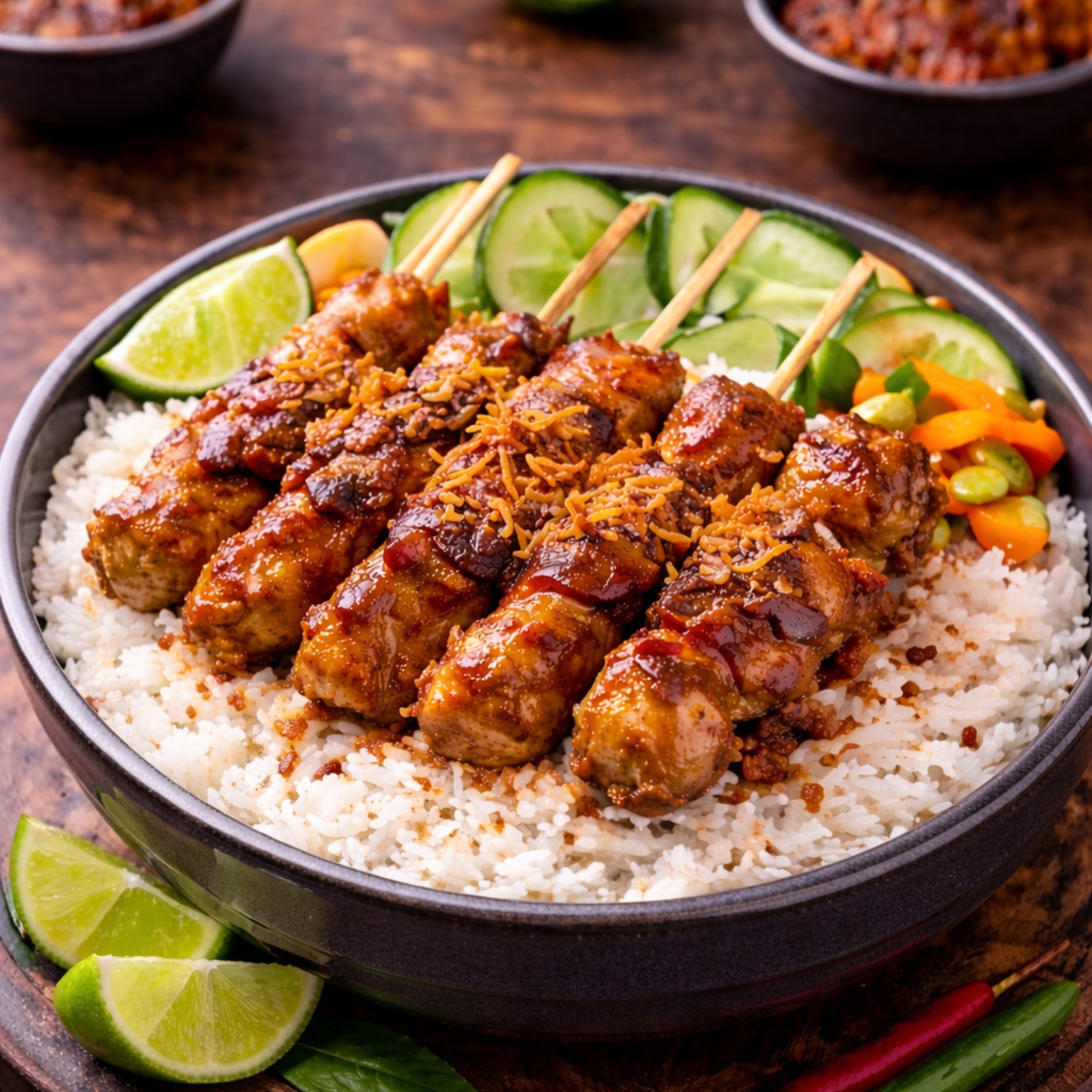 Grilled Chicken Skewers ( Sate ) 5 pcs..