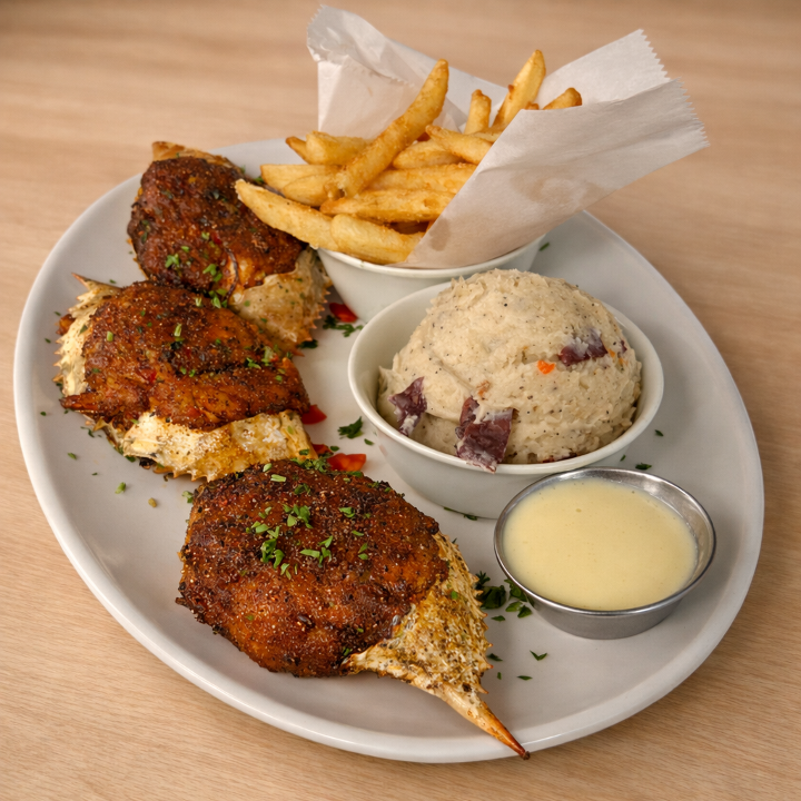 3-Stuffed Crabs Plate.