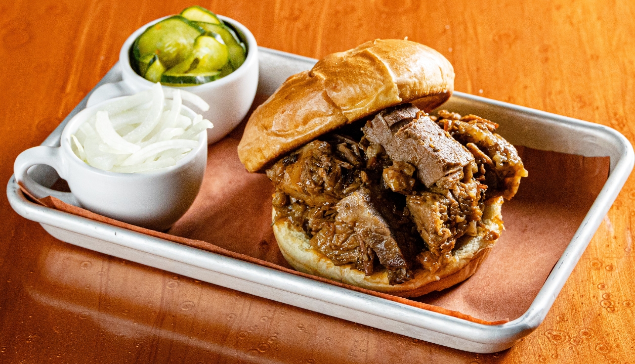 BBQ Chopped Prime Brisket Sandwich.
