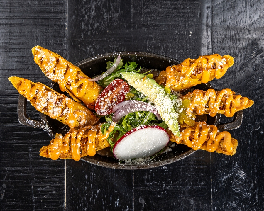 Chicken Tinga Flautas.