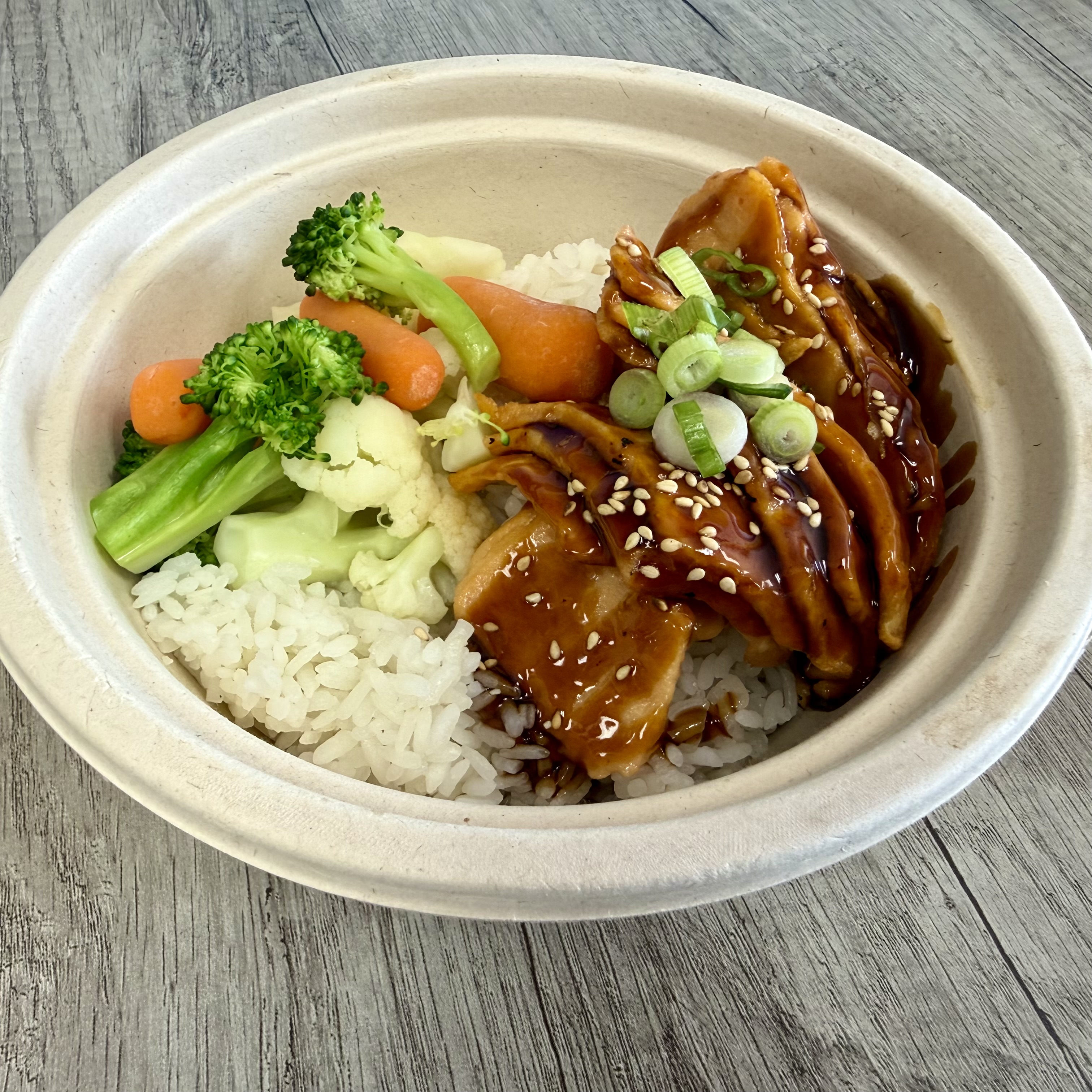 Vegan Teriyaki Salmon Bowl.